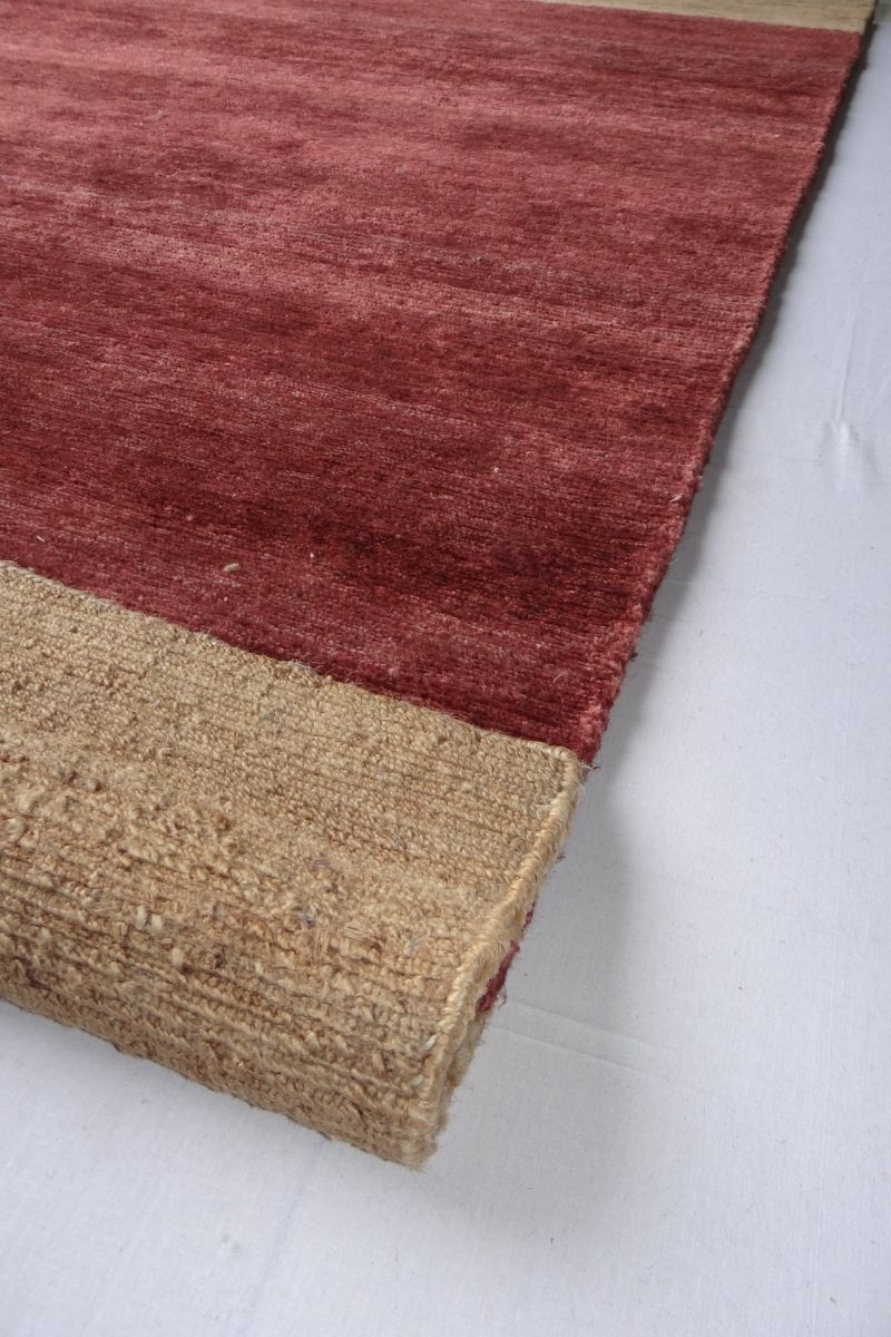 Hand Knotted Jute Maroon Rug