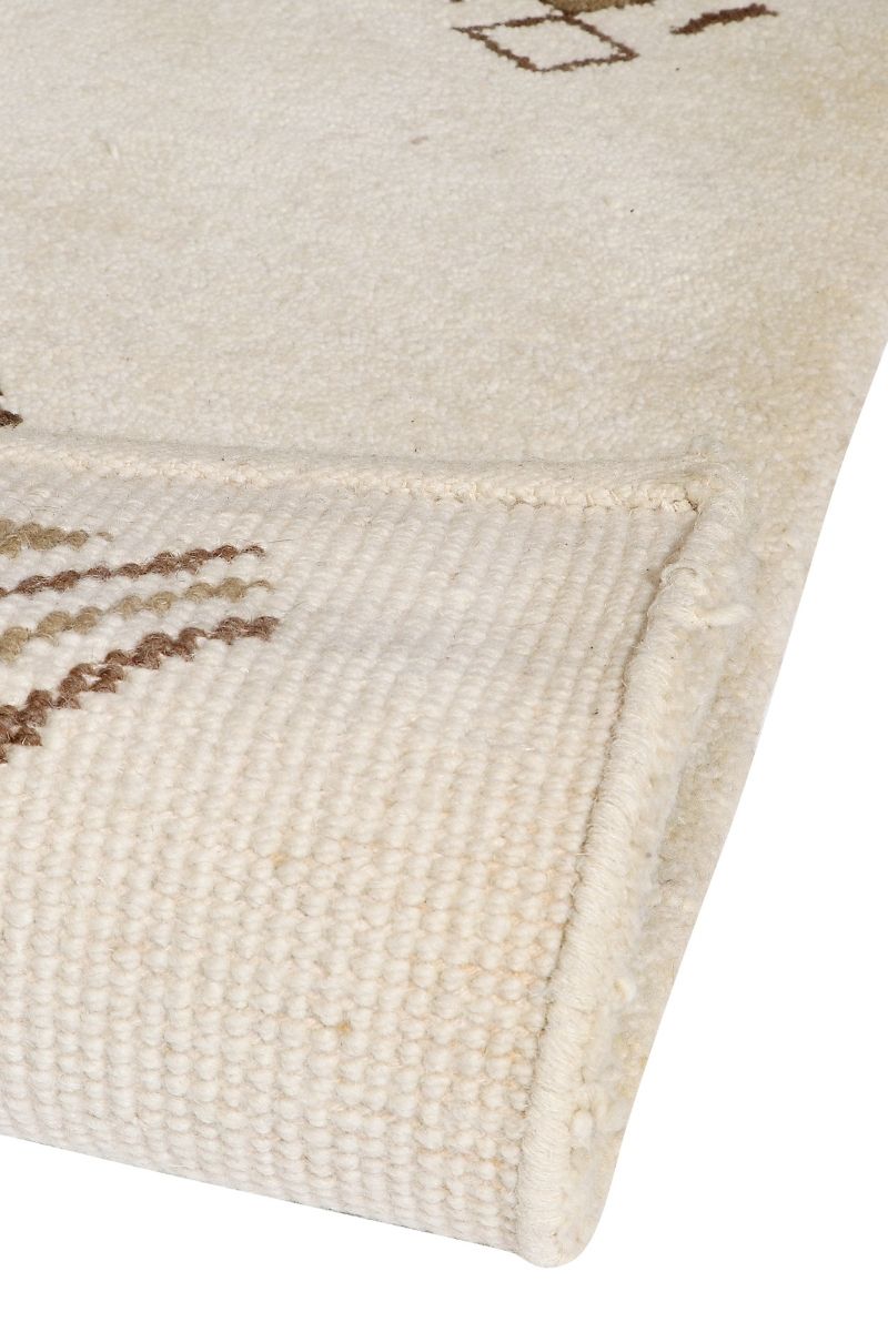 Hand Knotted Beige Wool Area Rug