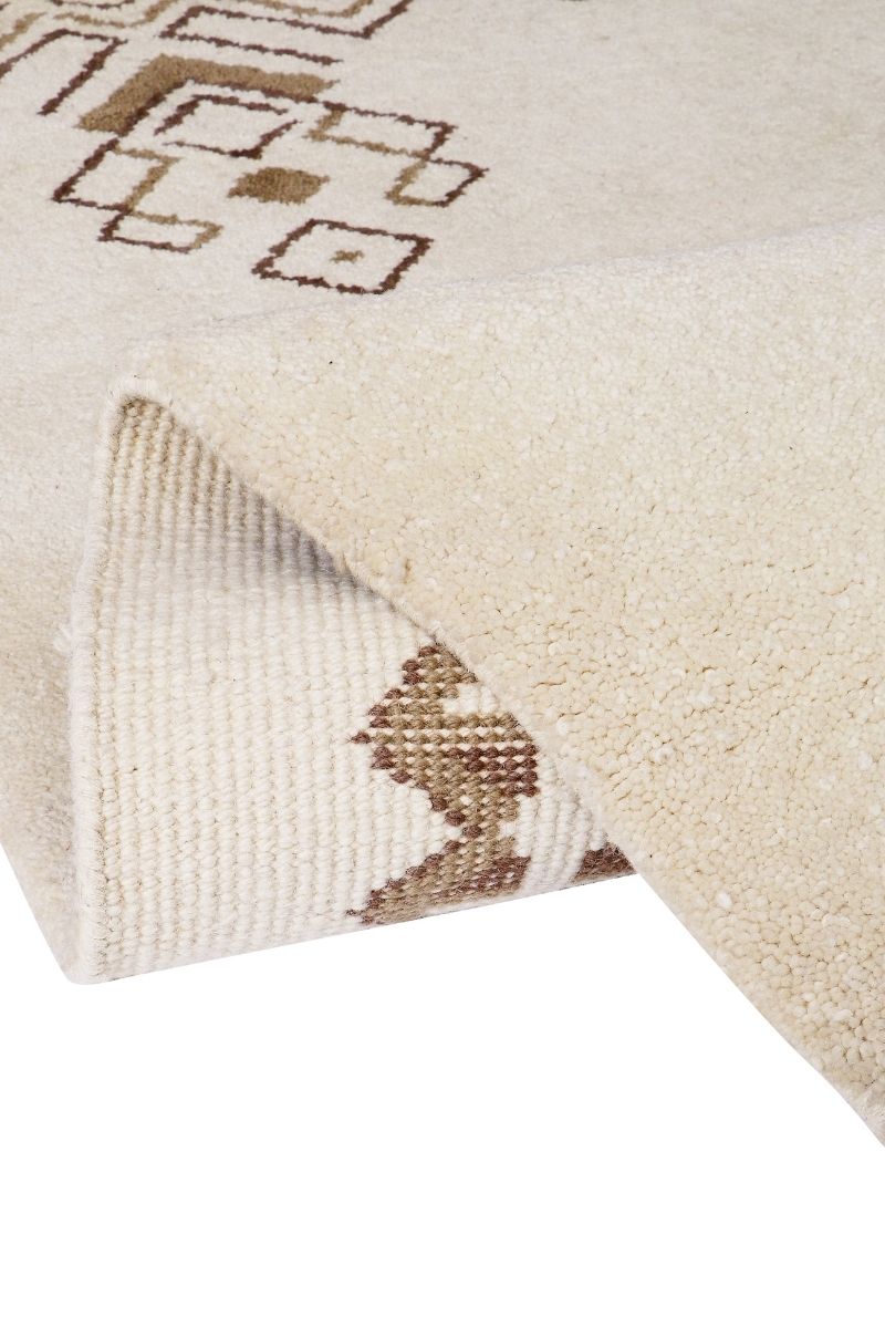 Hand Knotted Beige Wool Area Rug