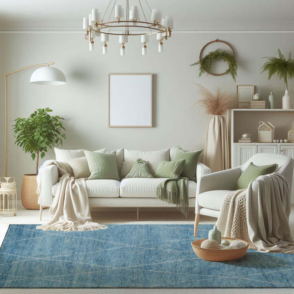 Hand Knotted Wool Blue Area Rug