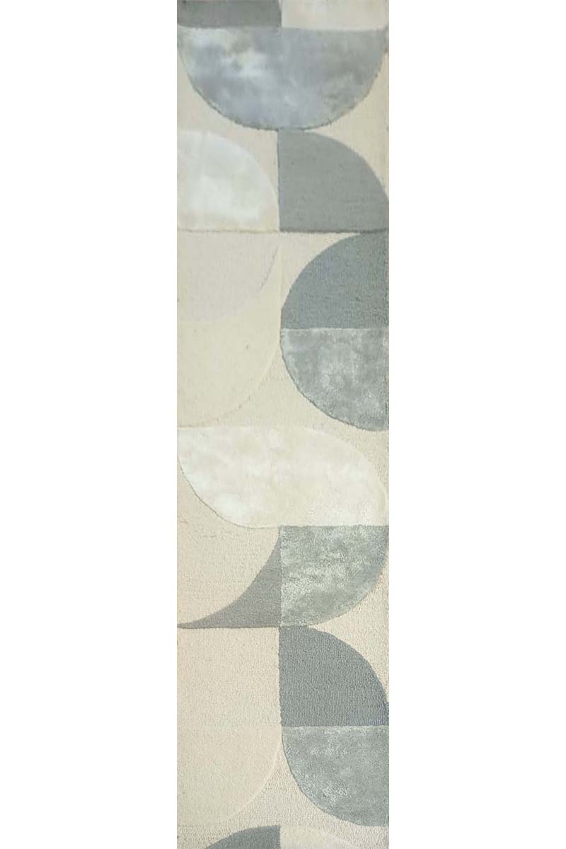 Handtufted Wool and Viscose White and Grey Runner