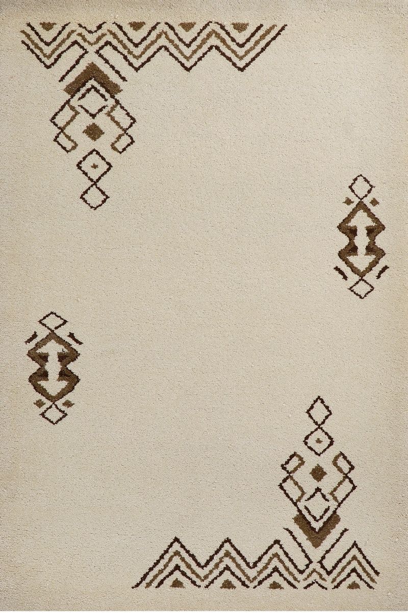 Hand Knotted Beige Wool Area Rug