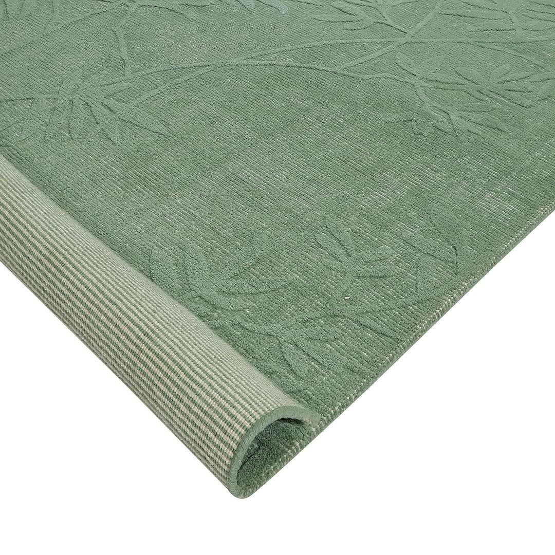 Handloom Indian Wool Sage Green Area Rug