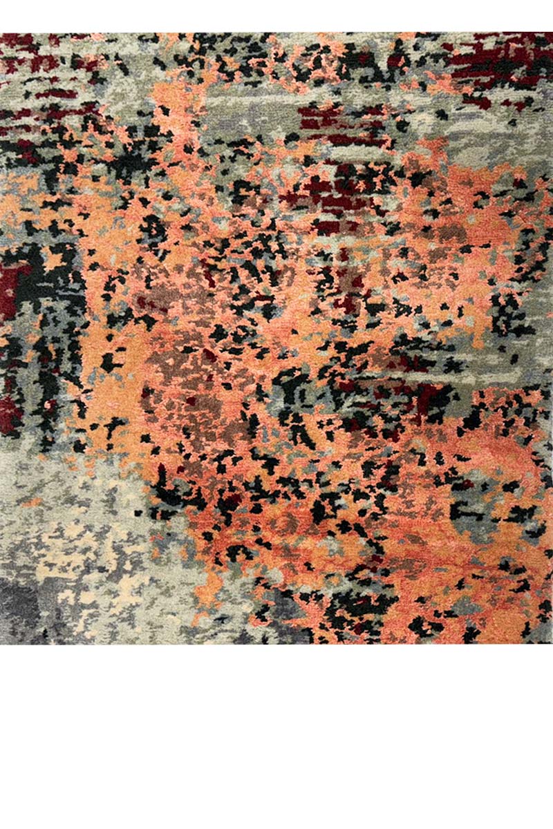 Hand Knotted Wool and Viscose Multicolor Runner
