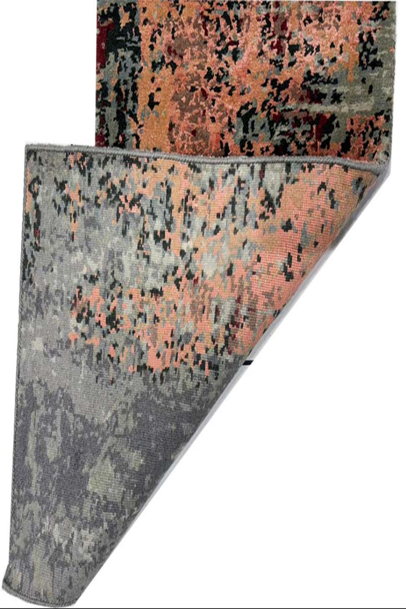 Hand Knotted Wool and Viscose Multicolor Runner
