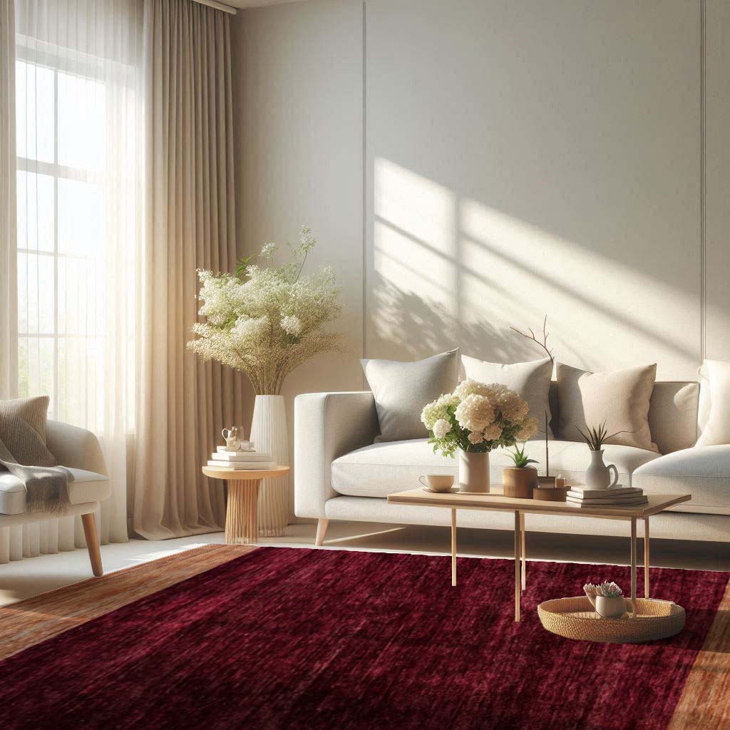 Hand Knotted Jute Maroon Rug