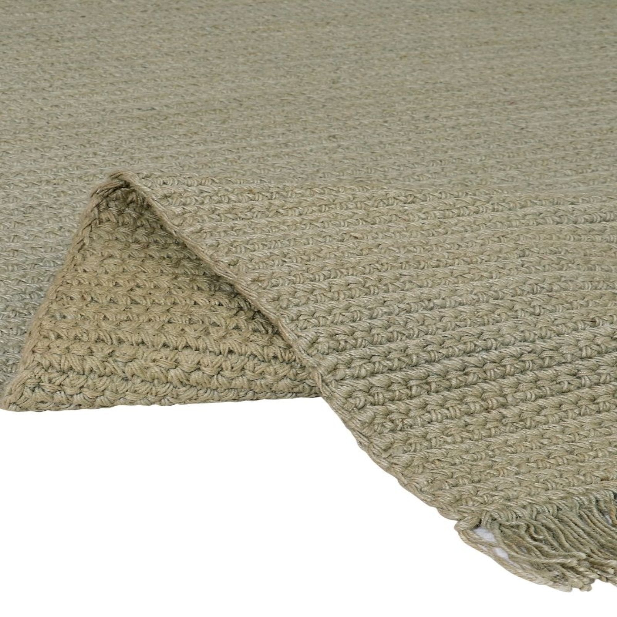 Hand Crochet Beige Jute Rug