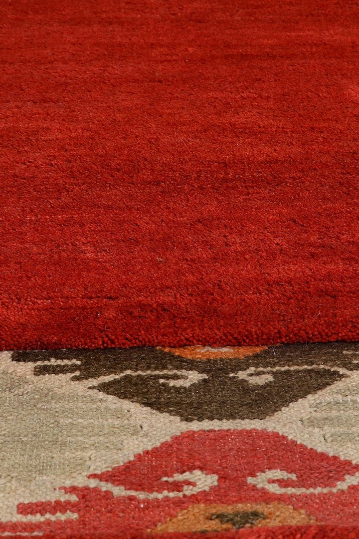 Hand Knotted Wool Red Area Rug