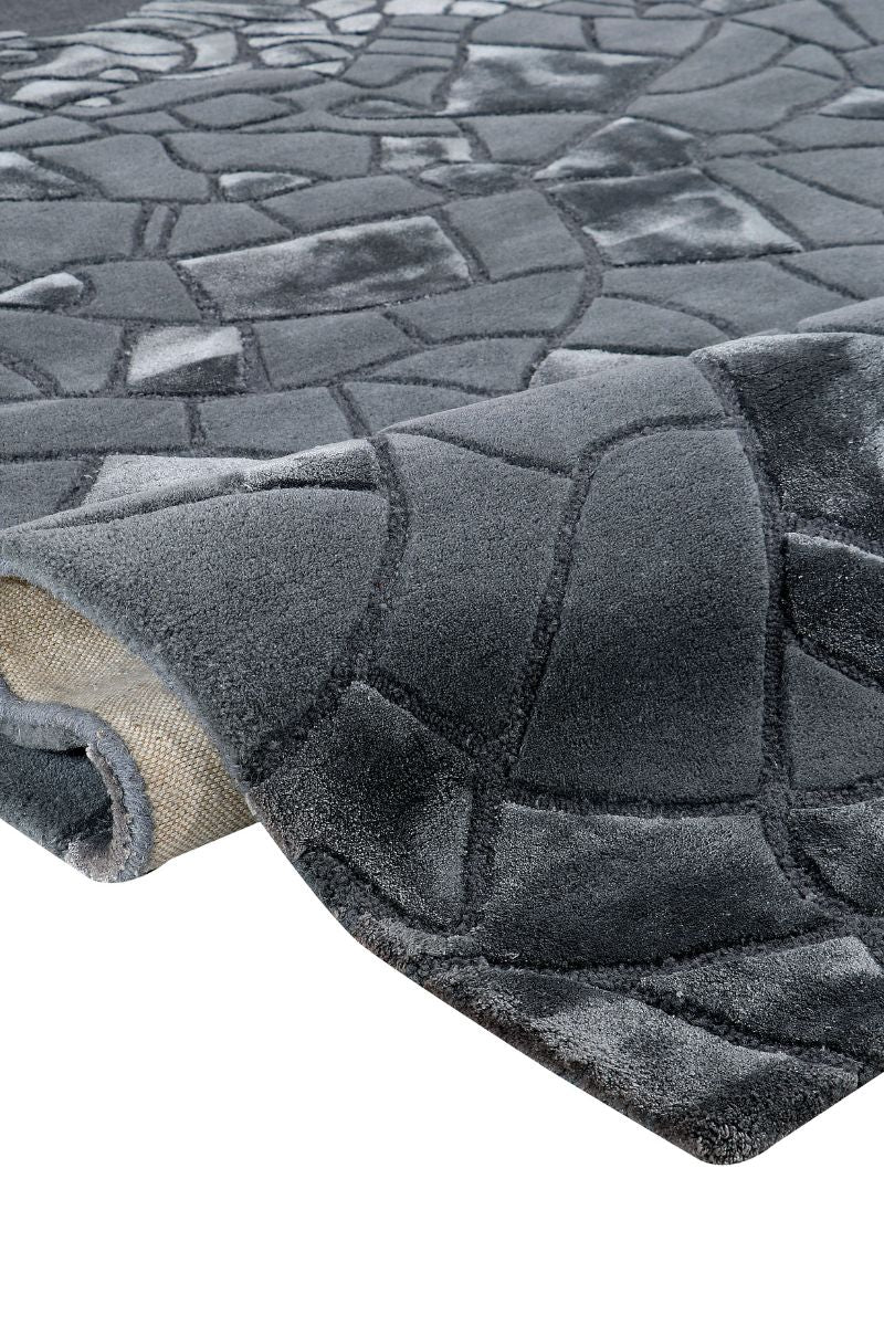 Hand Tufted Wool and Viscose Dark Grey Area Rug