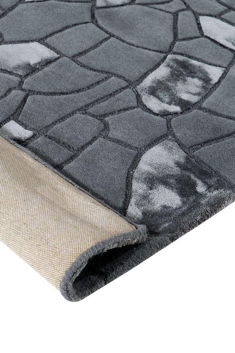 Hand Tufted Wool and Viscose Dark Grey Area Rug
