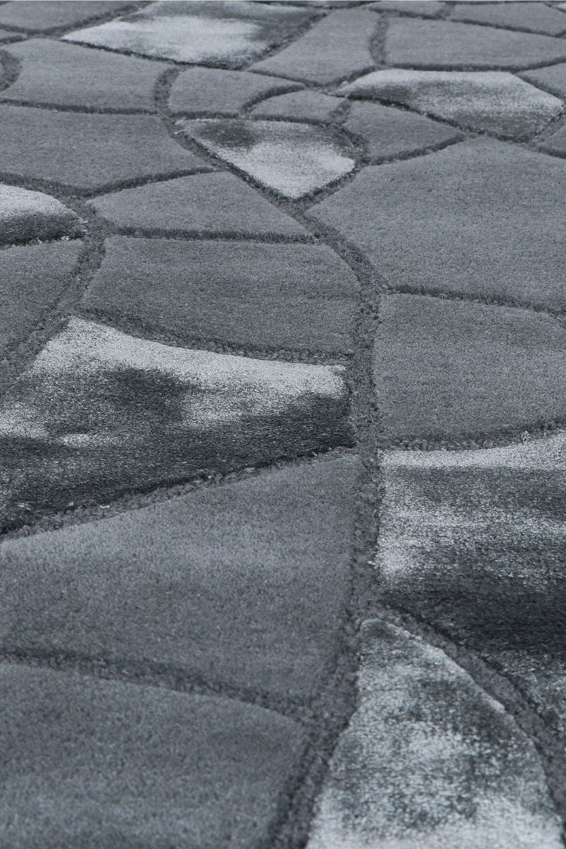 Hand Tufted Wool and Viscose Dark Grey Area Rug