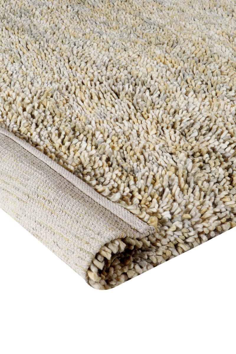 Handloom Wool Beige Shaggy Area Rug
