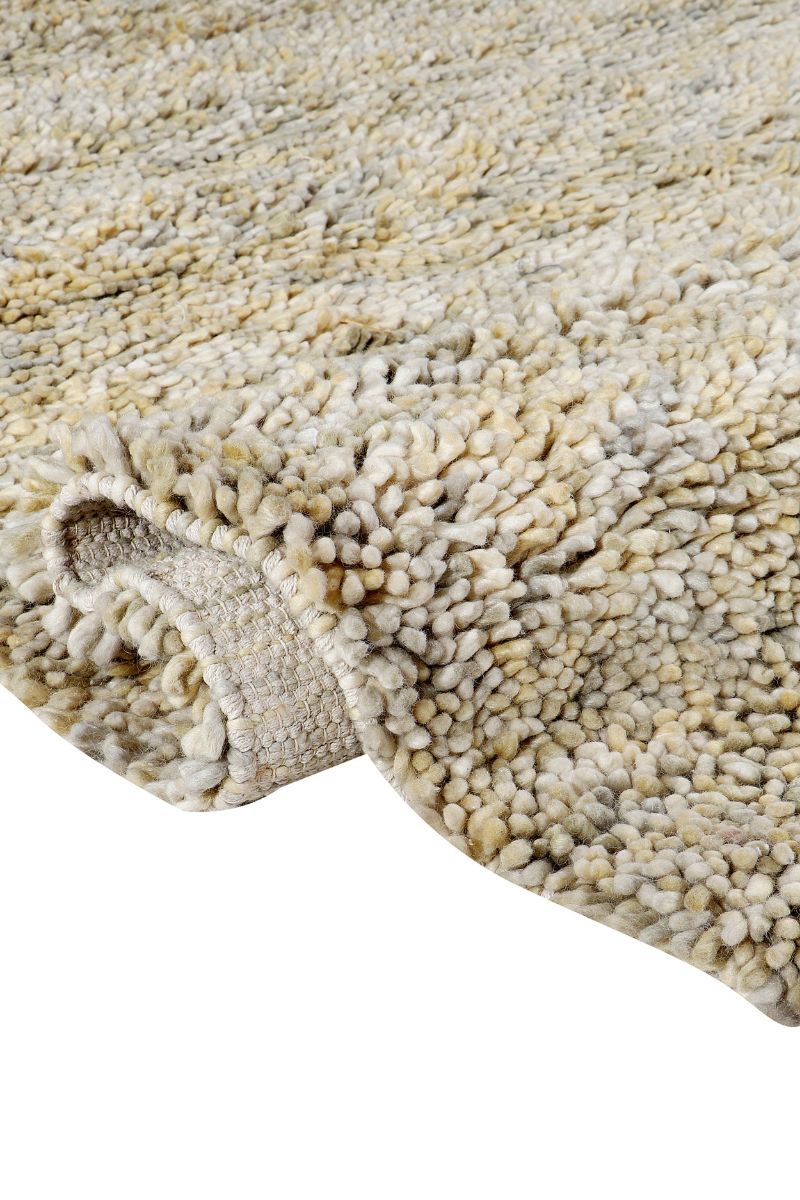 Handloom Wool Beige Shaggy Area Rug
