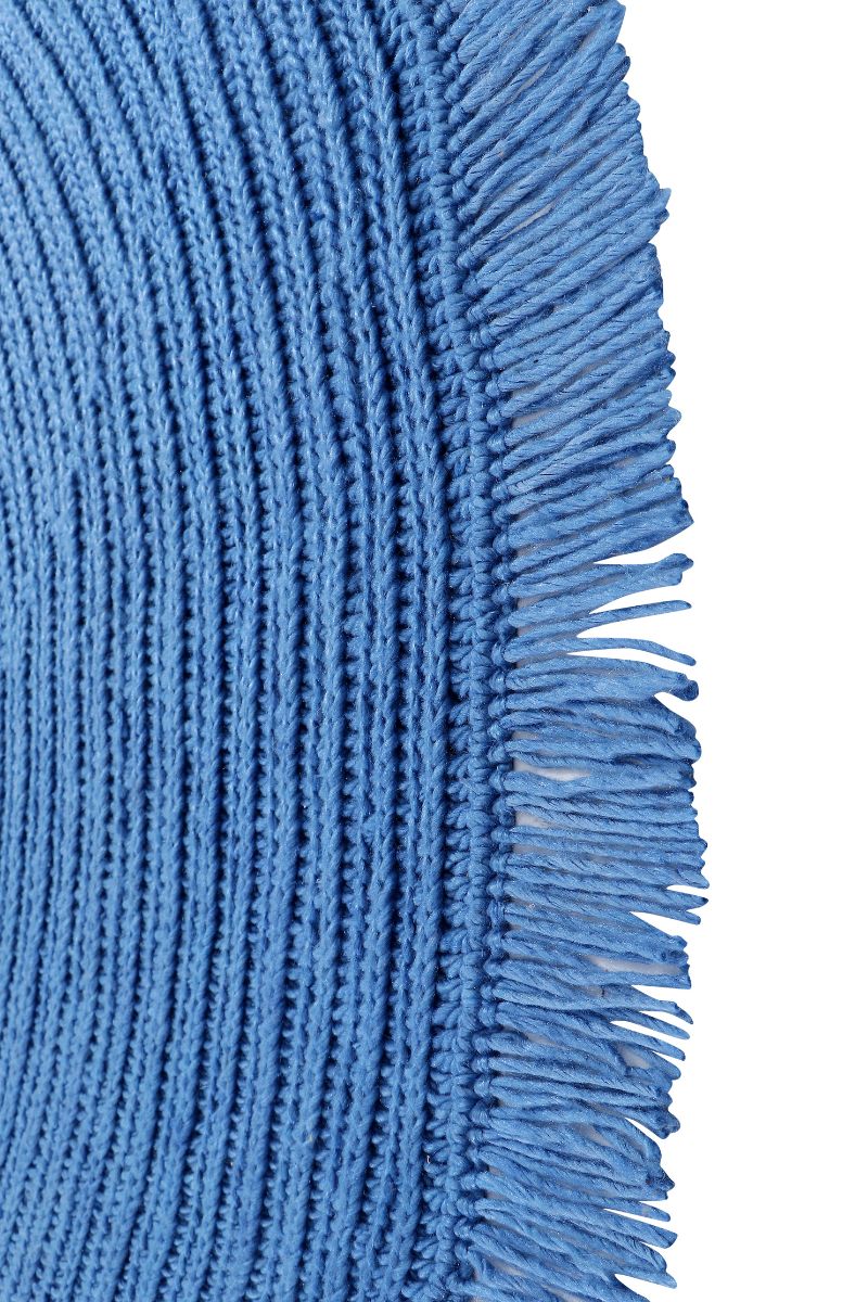 Hand Crochet Round Blue PET Area Rug