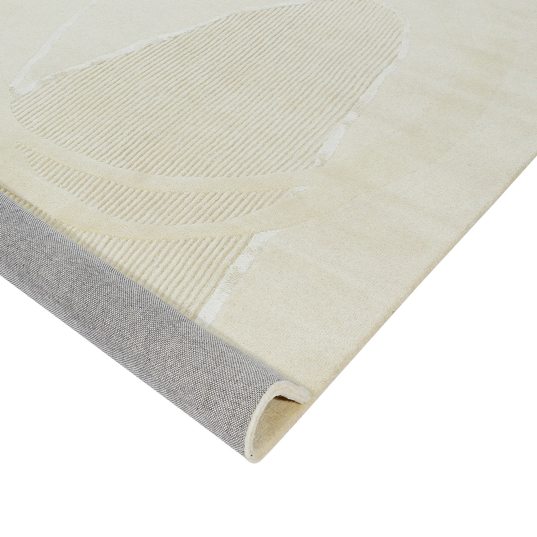 Hand Tufted Indian Wool and Viscose Off White Area Rug