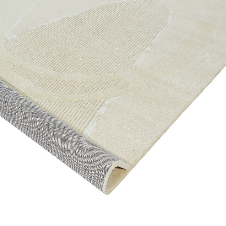 Hand Tufted Indian Wool and Viscose Off White Area Rug
