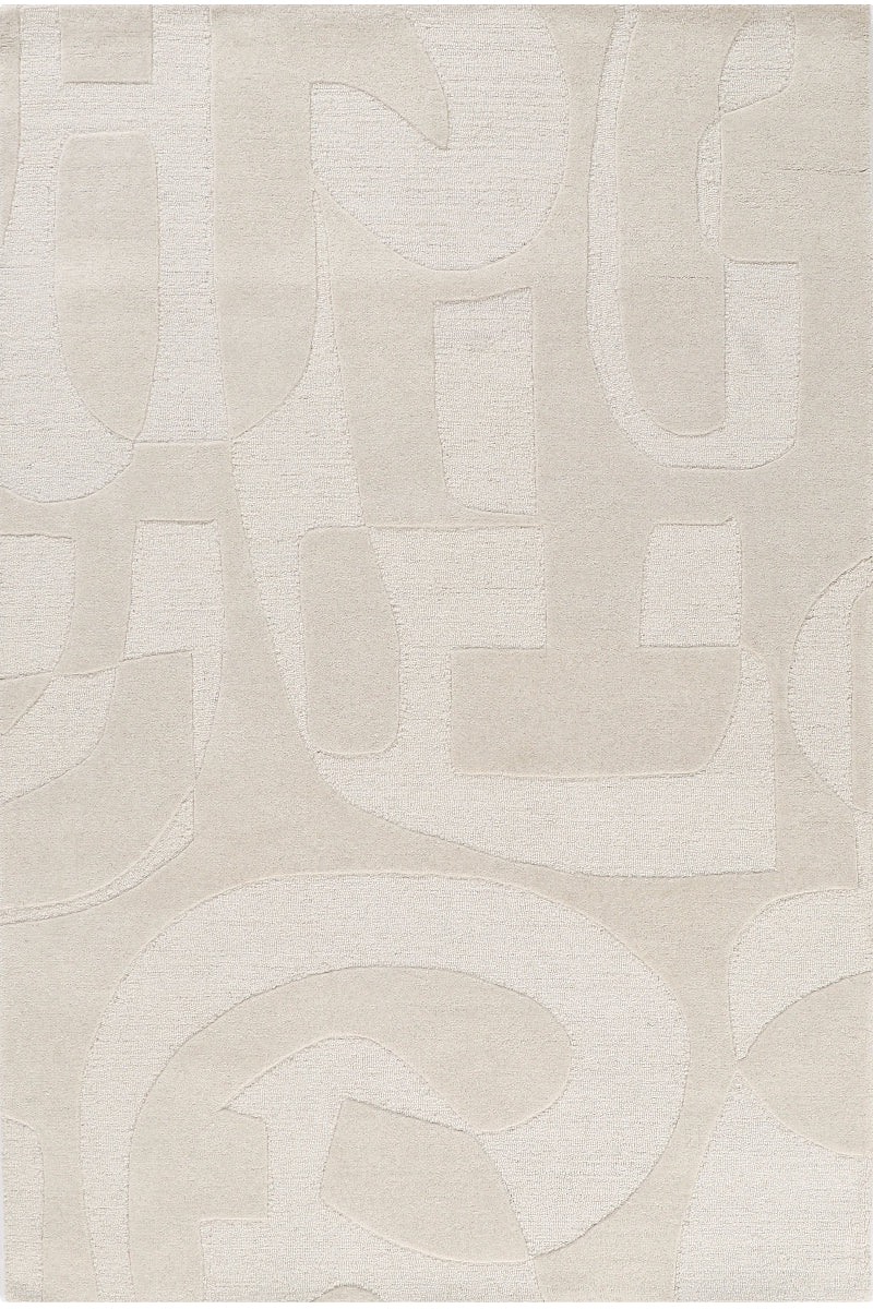 Hand tufted Wool White Rug