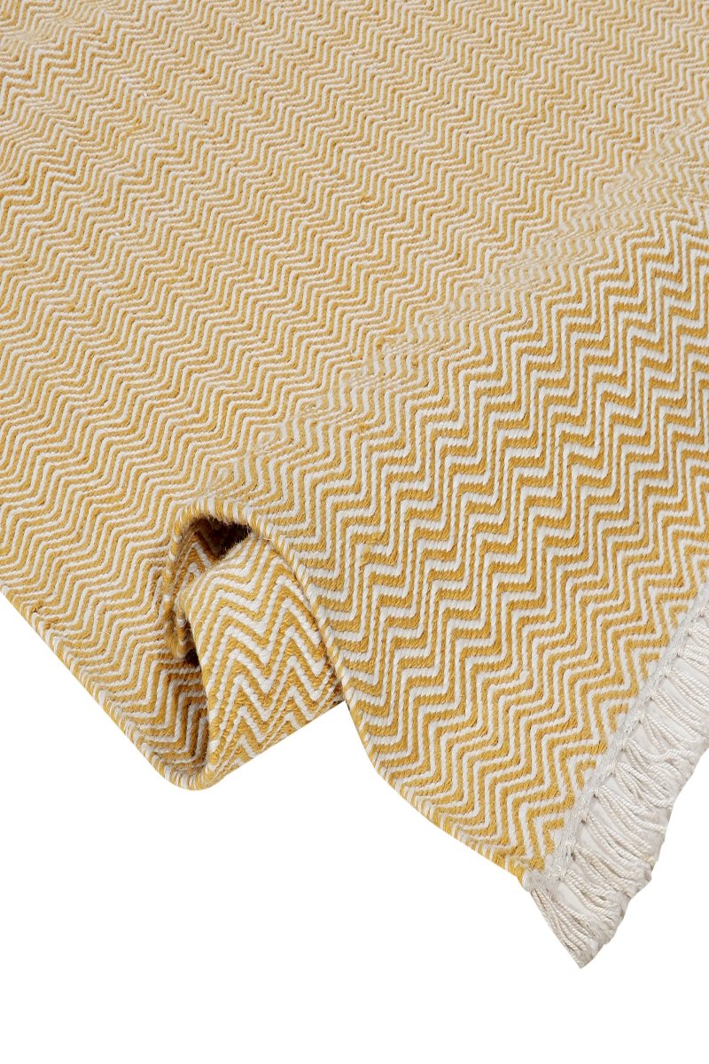 Pitloom Wool Flatweave Zigzag Yellow Dhurrie