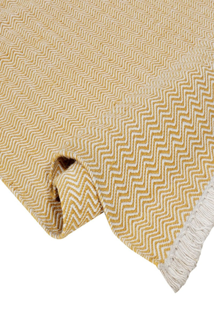 Pitloom Wool Flatweave Zigzag Yellow Durry