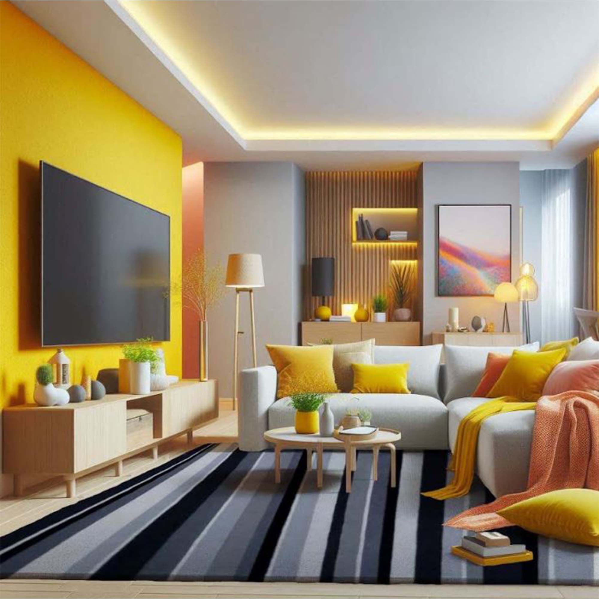 Hand Tufted Wool and Viscose Striped Multicolor Rug