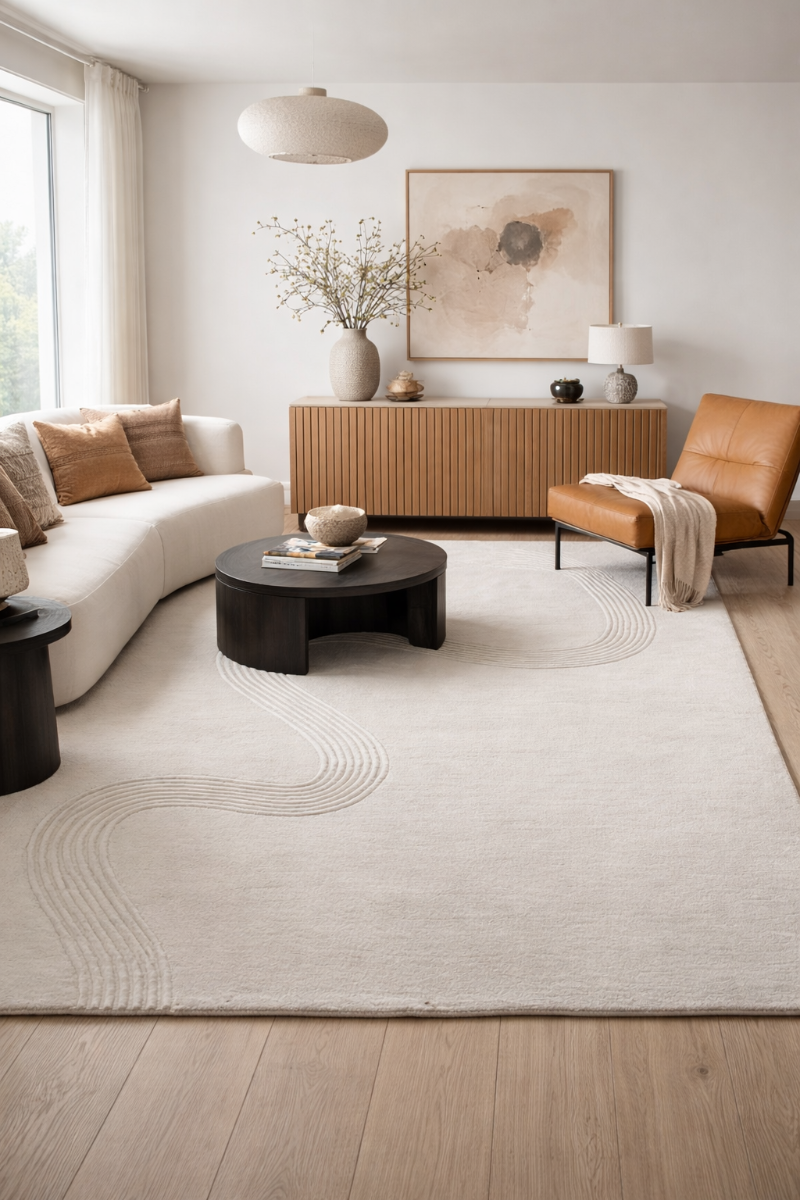 Hand Tufted Wool White Area Rug