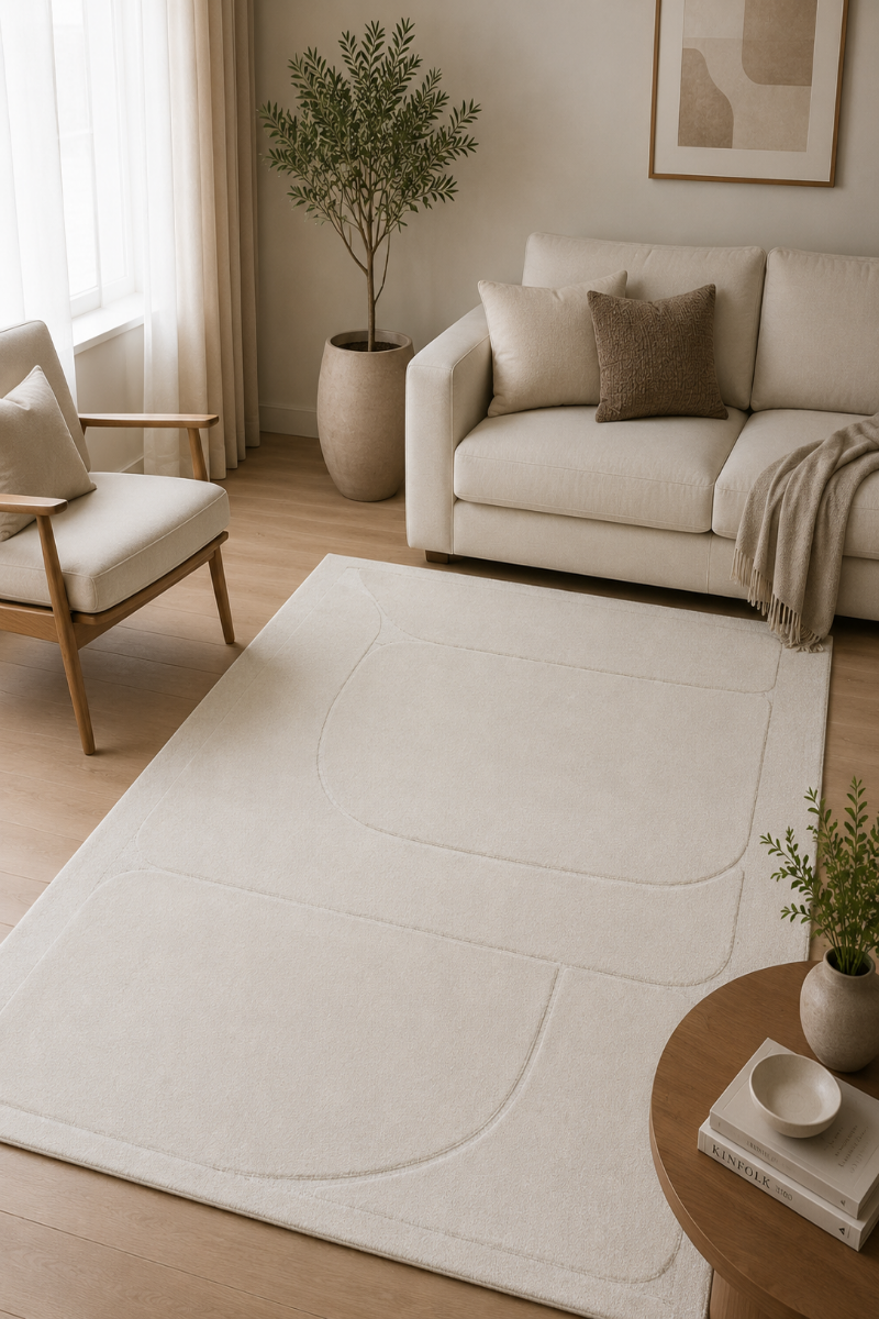 Hand Tufted Indian Wool White Rug
