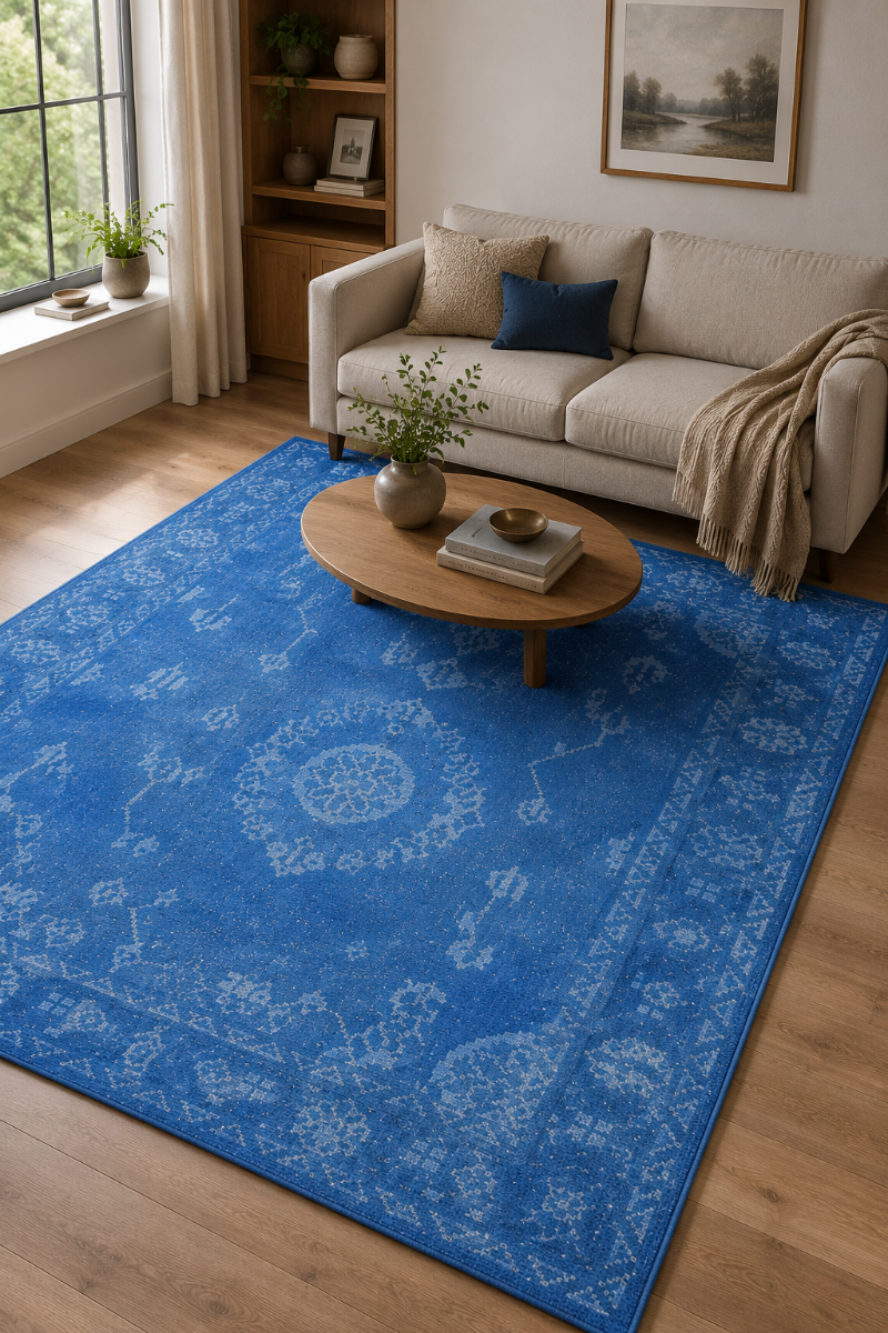 Hand Knotted Blue Wool Rugs