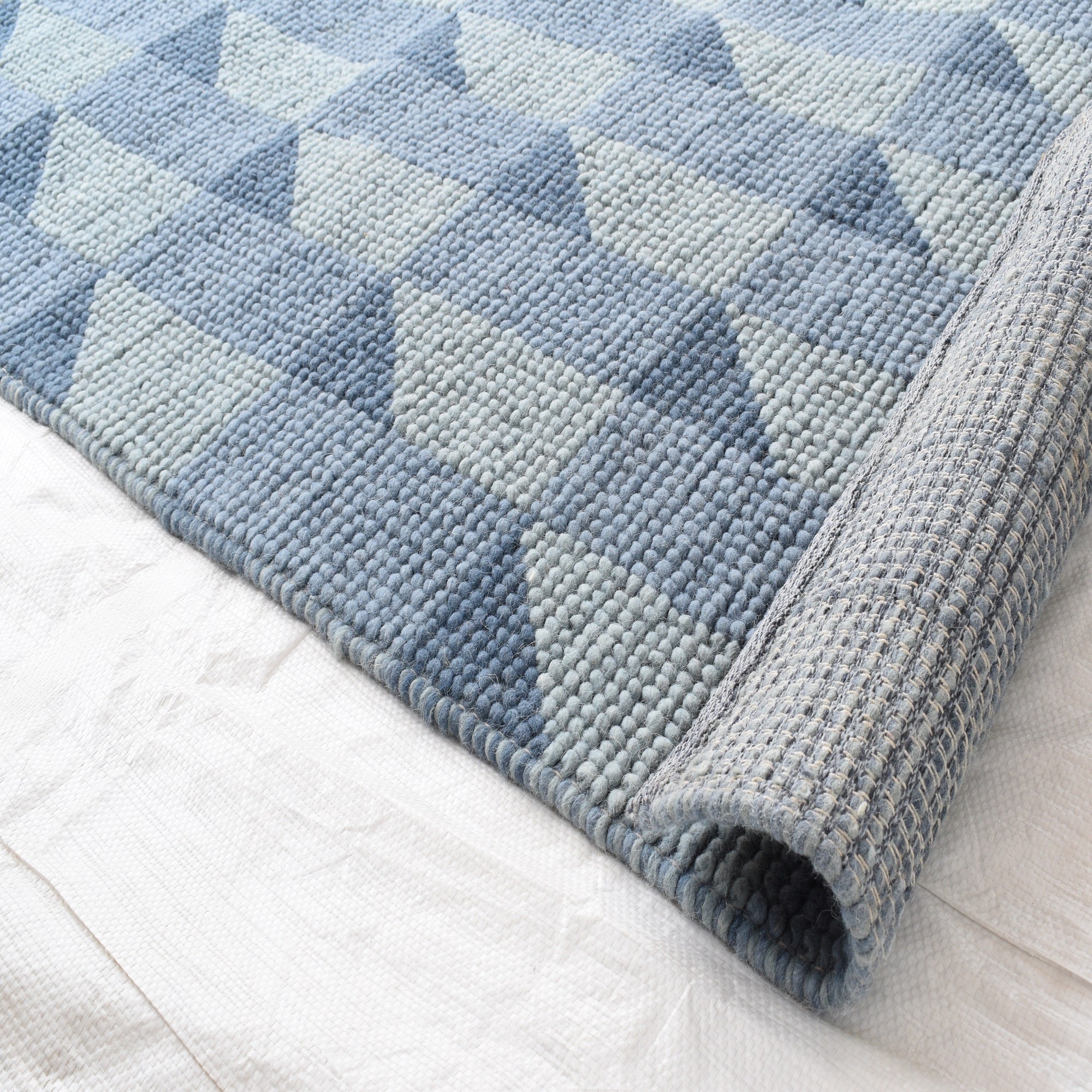 Pitloom Blue Wool Flatweave Rug