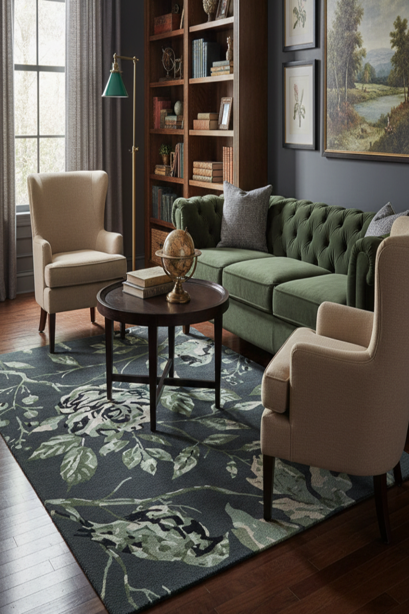 Hand Tufted Black and Green Area Rug