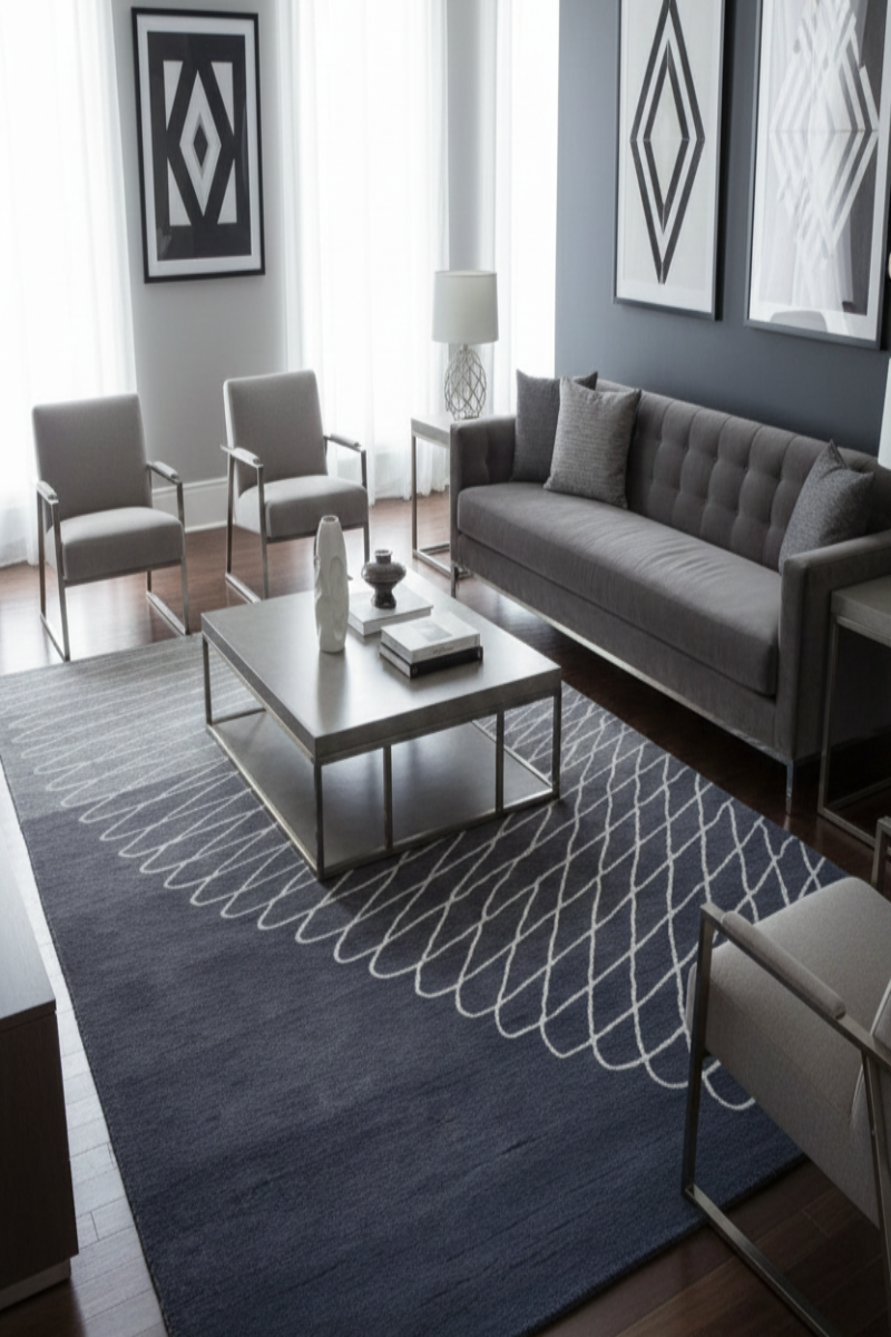 Hand Tufted Grey 100% Wool Rug