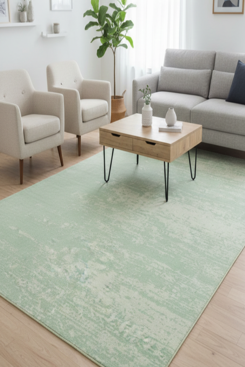 Handloom Cotton Sea Green Area Rug