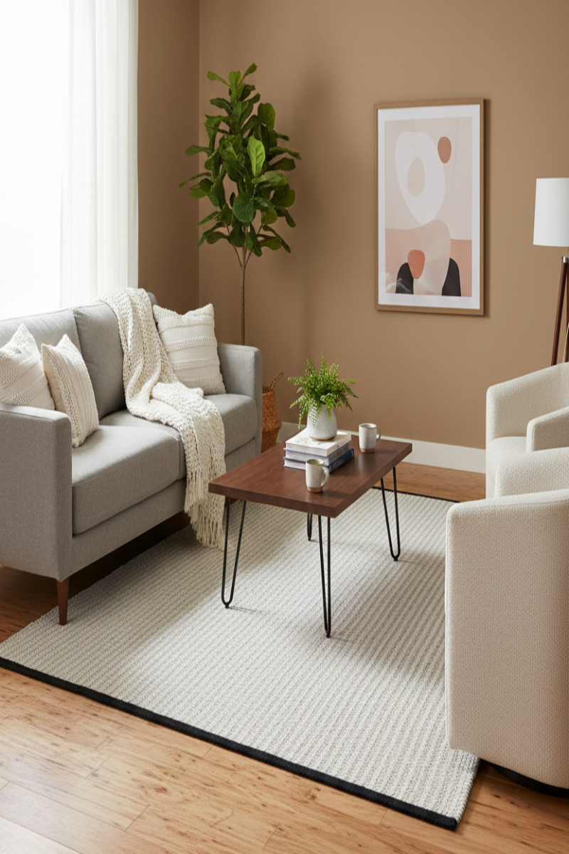 Pitloom Felt Wool White Flatweave Area Rug