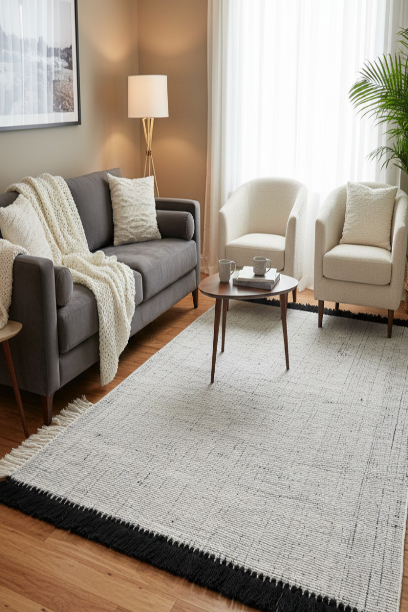 Pitloom PET White Flatweave Area Rug