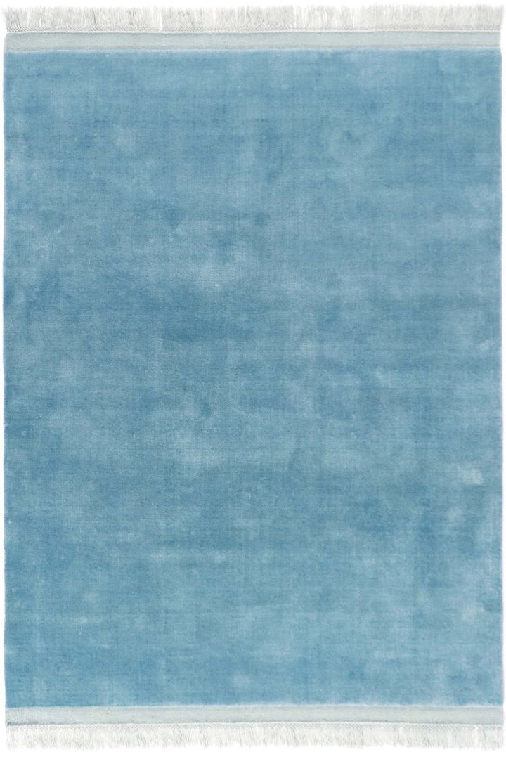 Handloom Wool Blue and White Area Rug