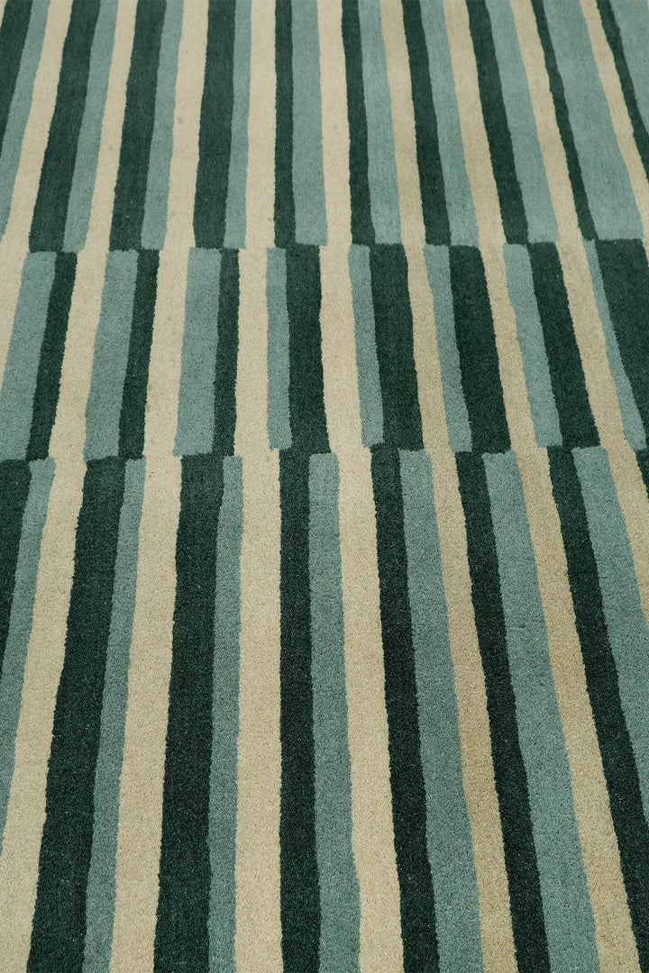 Hand Tufted Carpet Light and Dark Green Wool Rug