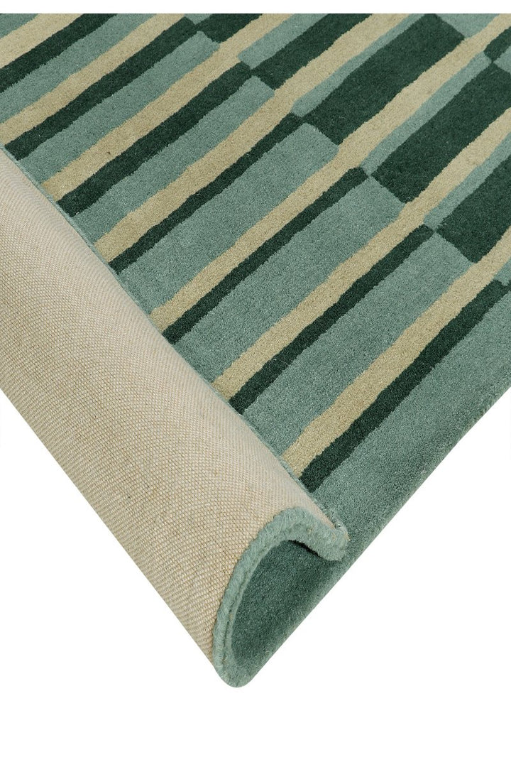Hand Tufted Carpet Light and Dark Green Wool Rug