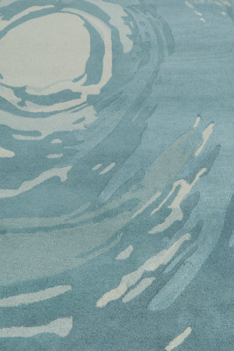 Hand Tufted Carpet Beige and Blue Wool Rug