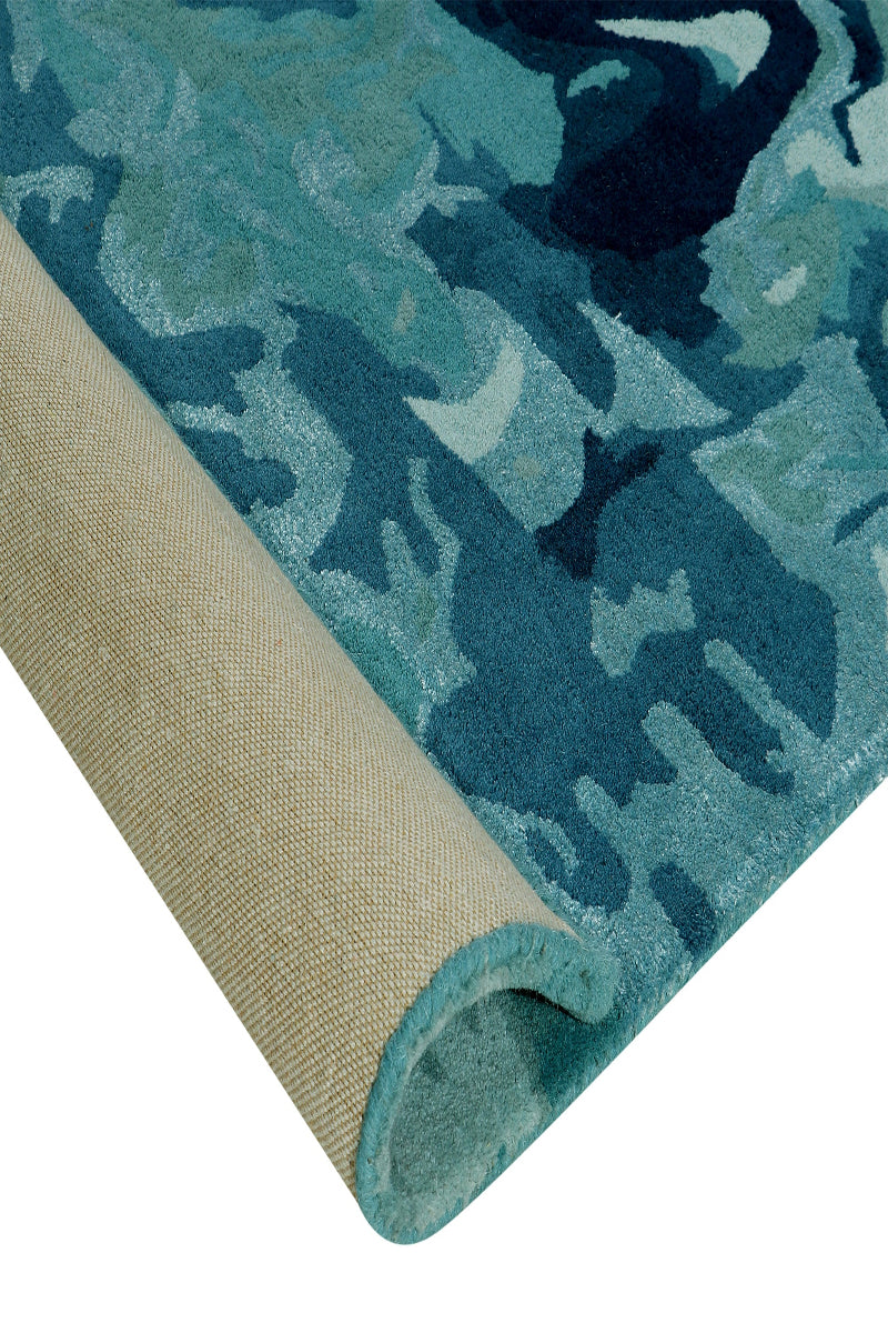 Hand Tufted Carpet Wool Blue Rug