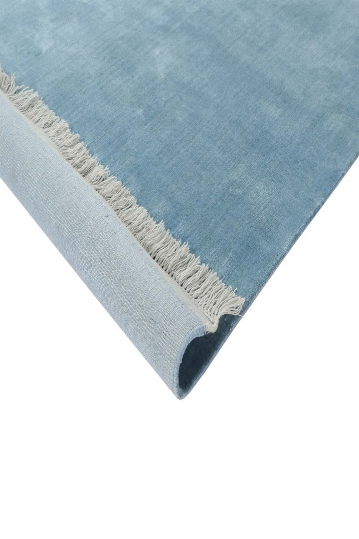 Handloom Wool Blue and White Area Rug