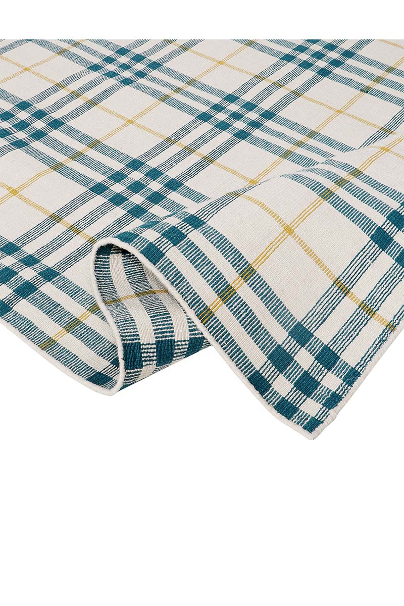 Pitloom PET Off White and Blue Flatweave Outdoor Area Rug
