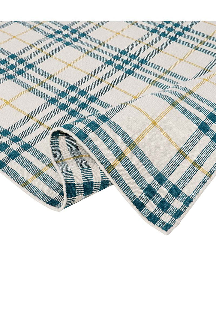 Pitloom PET Off White and Blue Flatweave Outdoor Area Rug