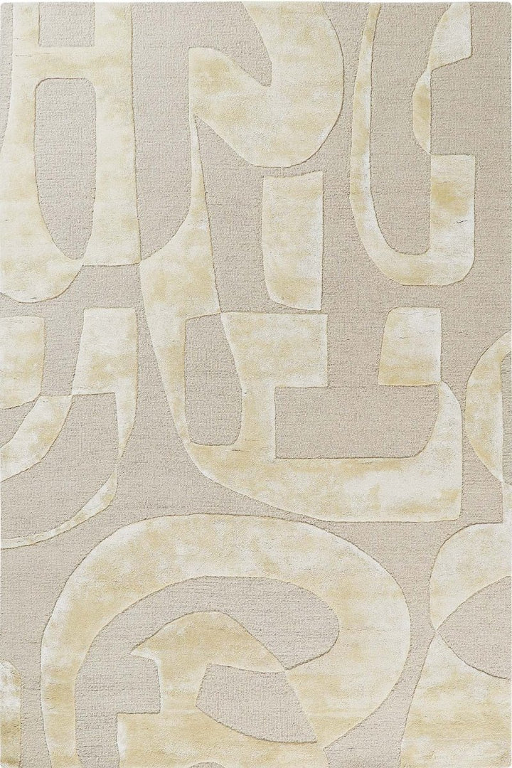 Hand Tufted Indian Wool and Viscose Beige Area Rug