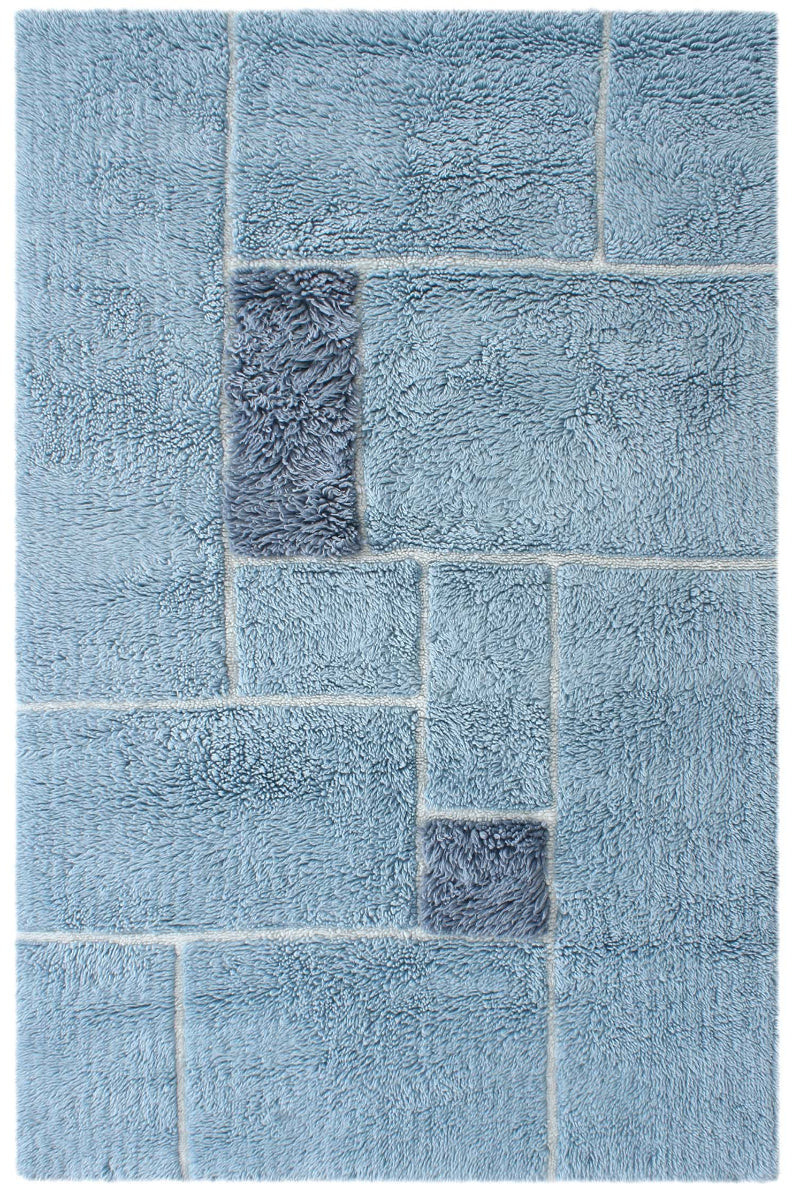 Tuft with Needle Blue Wool Area Rug