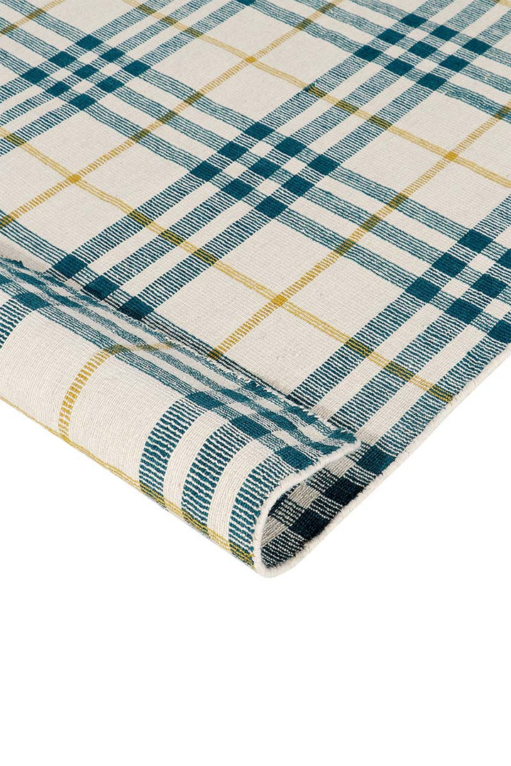 Pitloom PET Off White and Blue Flatweave Outdoor Area Rug