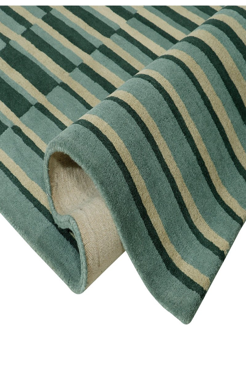Hand Tufted Carpet Light and Dark Green Wool Rug