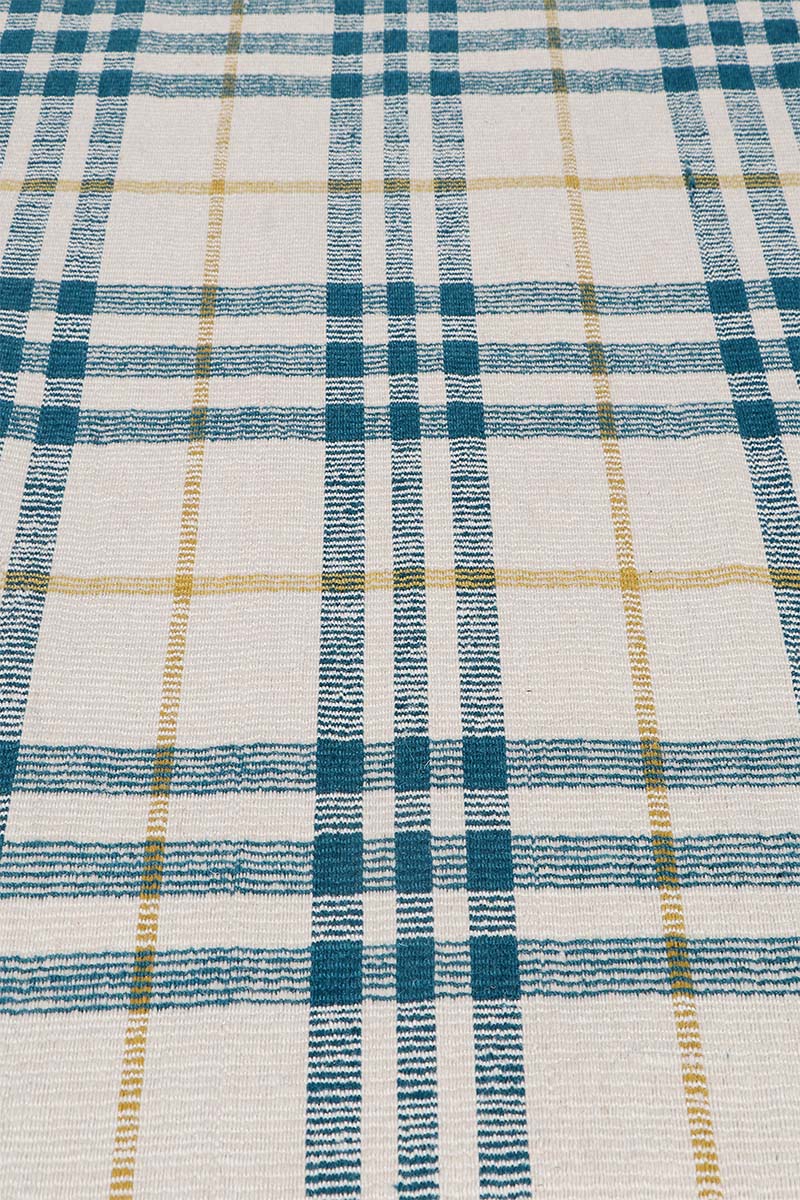 Pitloom PET Off White and Blue Flatweave Outdoor Area Rug