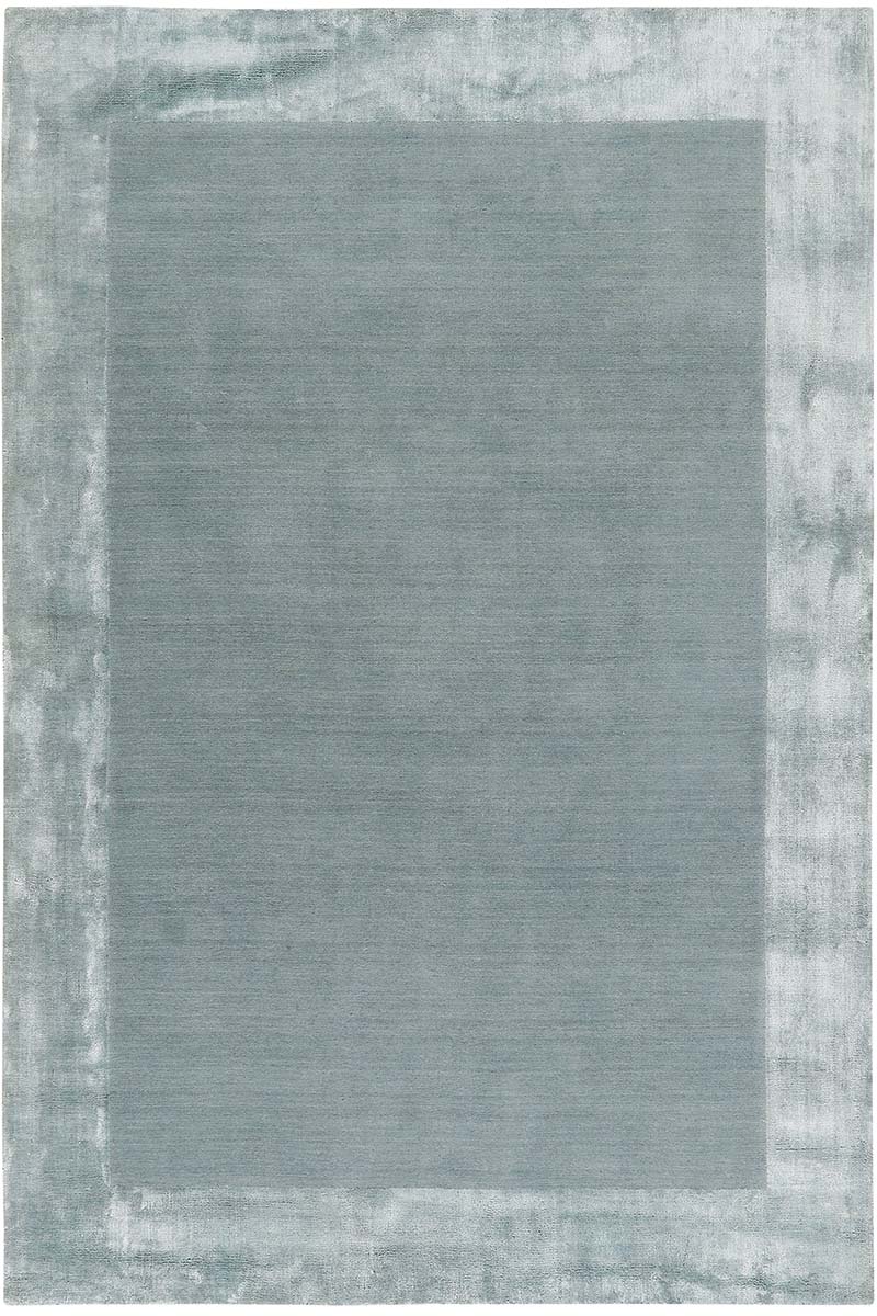 Handloom Wool and Viscose Grey Thick Border Area Rug