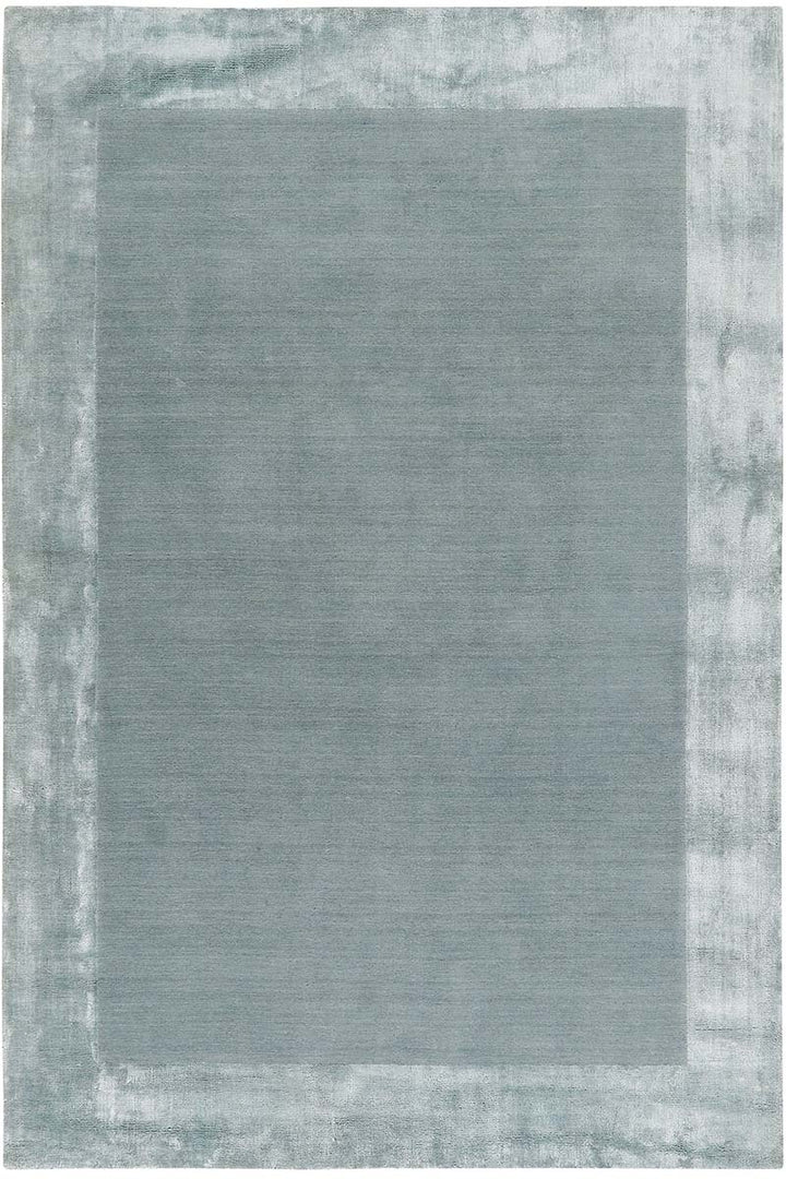 Handloom Wool and Viscose Grey Thick Border Area Rug