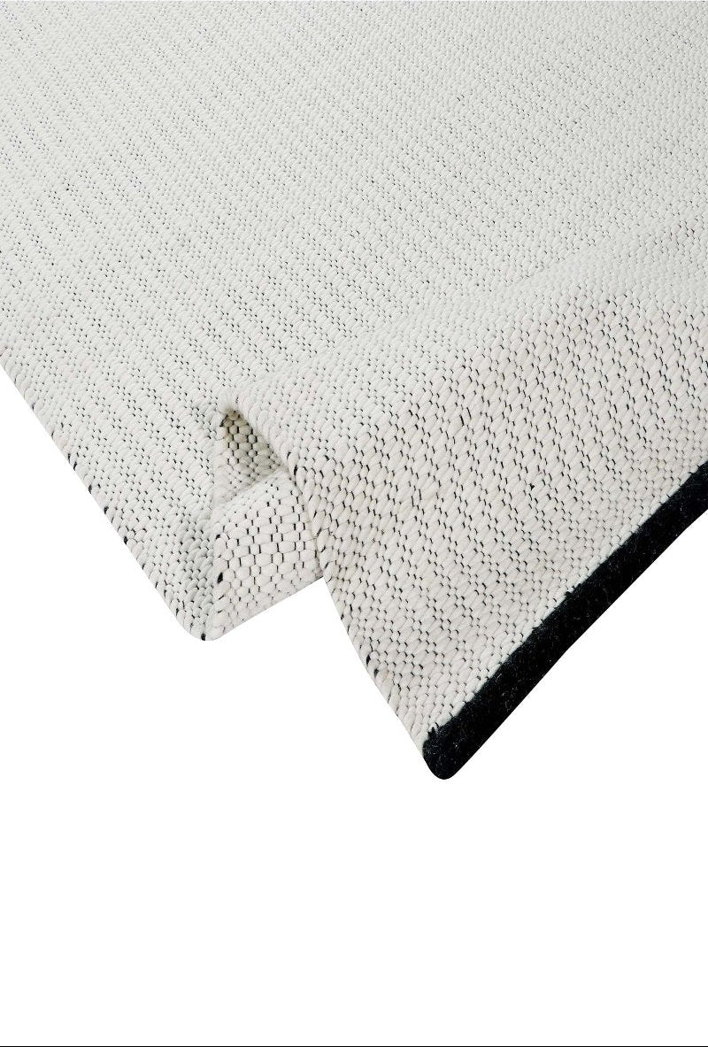 Pitloom Felt Wool White Flatweave Area Rug