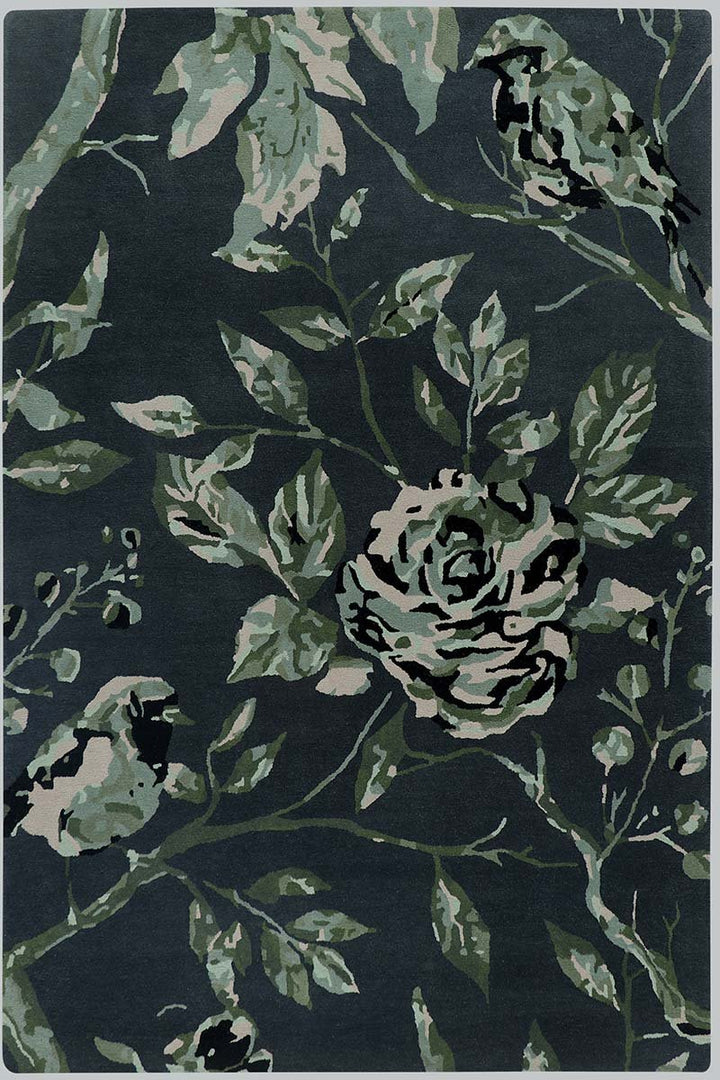 Hand Tufted Black and Green Area Rug